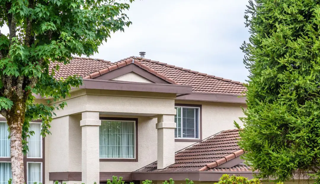 Full frame of house with tile roof