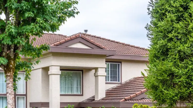 Full frame of house with tile roof