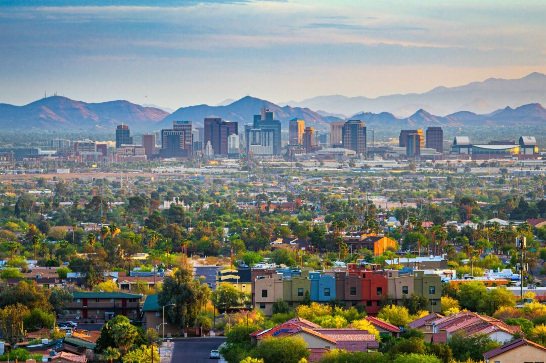 Phoenix landscape centering on downtown